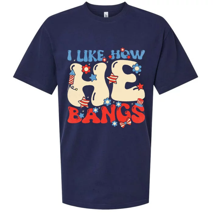 I Like How He Bangs Funny Groovy Couple 4th Of July Sueded Cloud Jersey T-Shirt