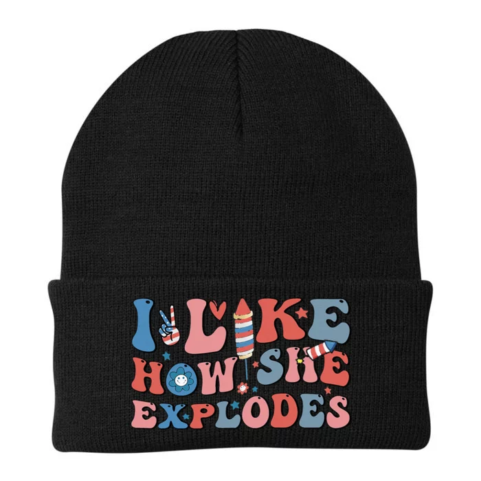 I Like How She Explodes Fireworks Funny 4th Of July Couple Knit Cap Winter Beanie