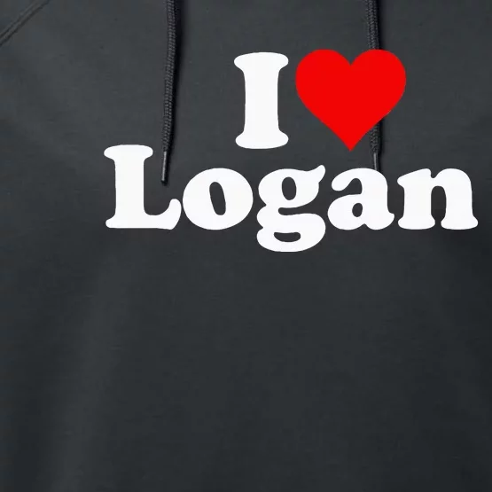 I Love Heart Logan Performance Fleece Hoodie