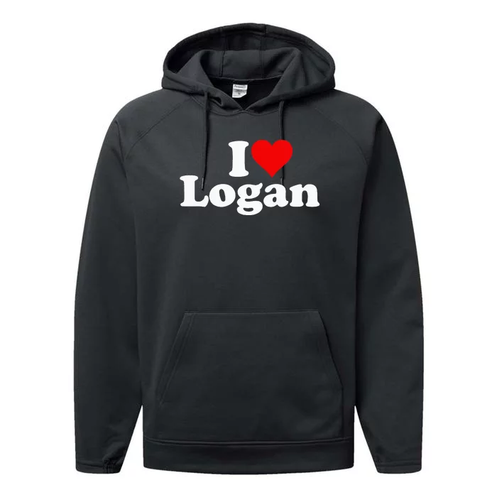 I Love Heart Logan Performance Fleece Hoodie