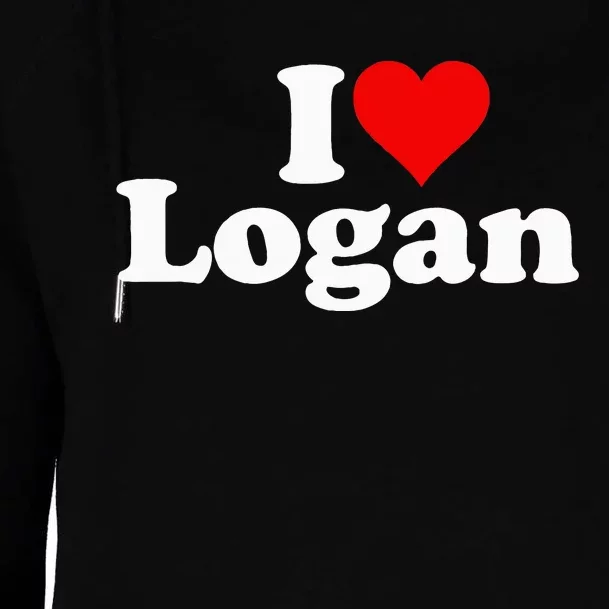 I Love Heart Logan Womens Funnel Neck Pullover Hood