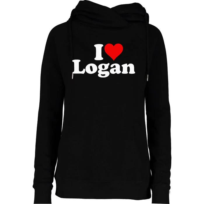 I Love Heart Logan Womens Funnel Neck Pullover Hood