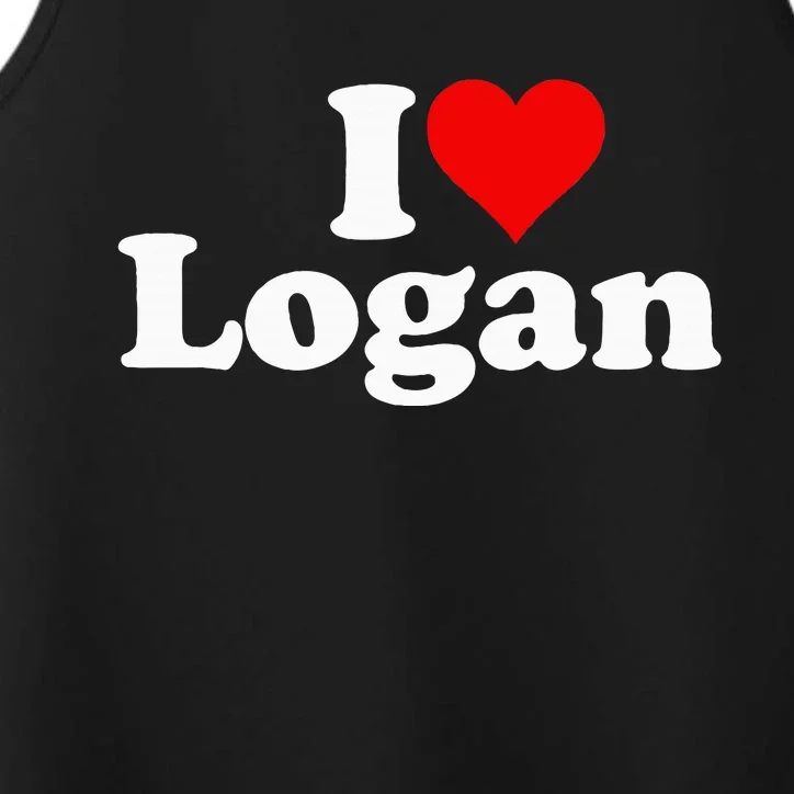 I Love Heart Logan Performance Tank