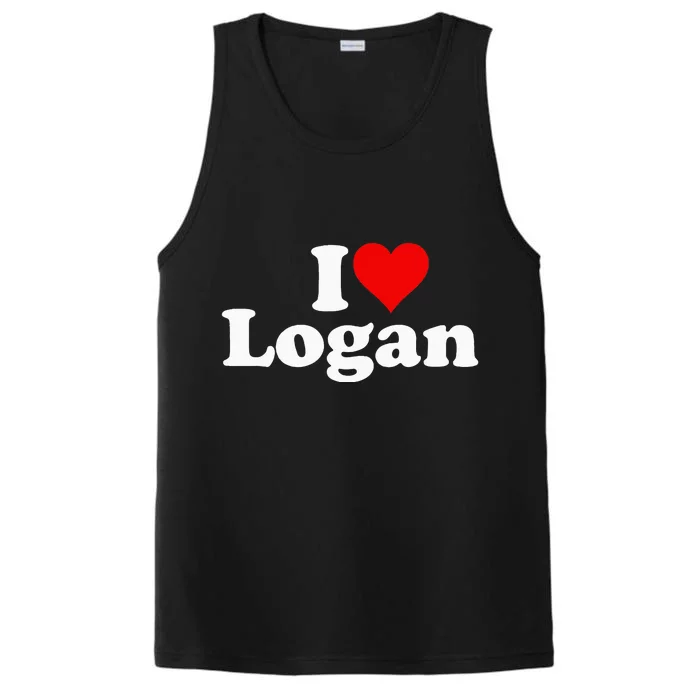 I Love Heart Logan Performance Tank