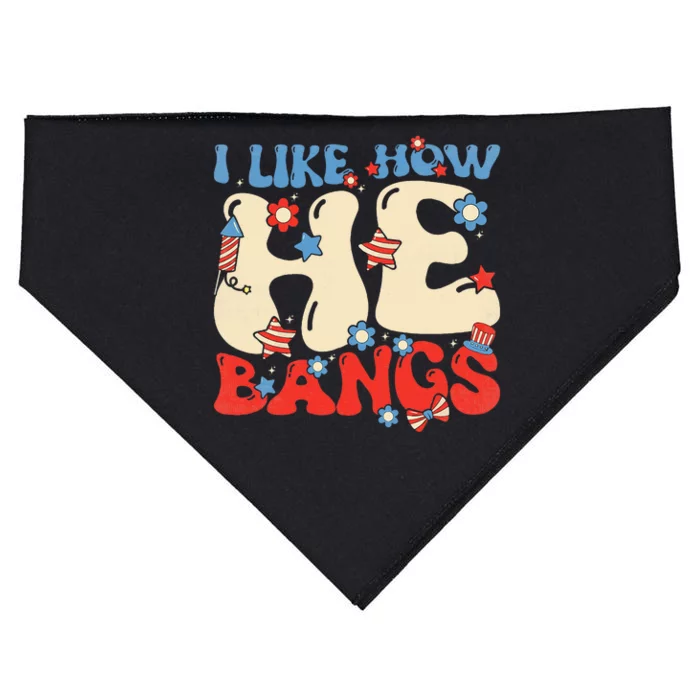 I Like How He Bangs Funny Groovy Couple 4th Of July USA-Made Doggie Bandana