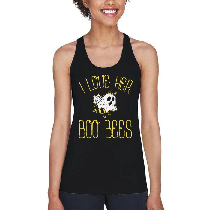 I Love Her Boo Bees Couples Halloween Adult Costume His Women's Racerback Tank