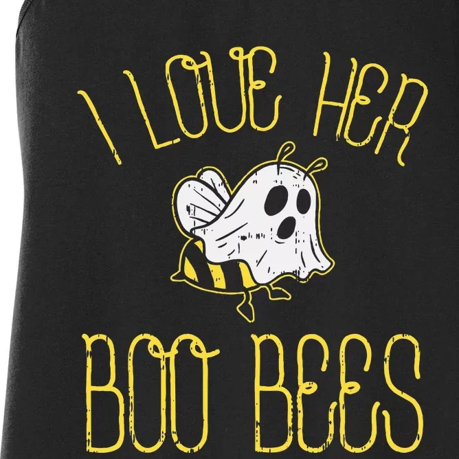 I Love Her Boo Bees Couples Halloween Adult Costume His Women's Racerback Tank