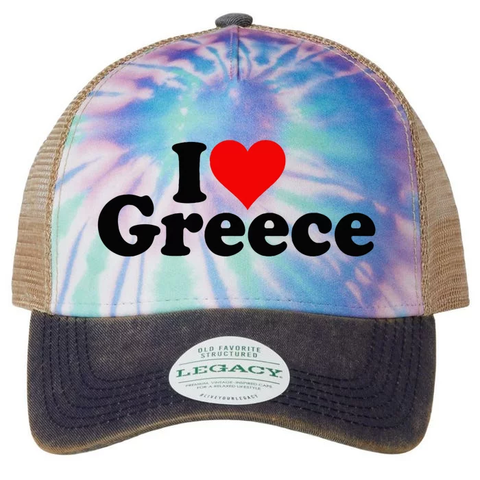 I Love Heart Greece Legacy Tie Dye Trucker Hat