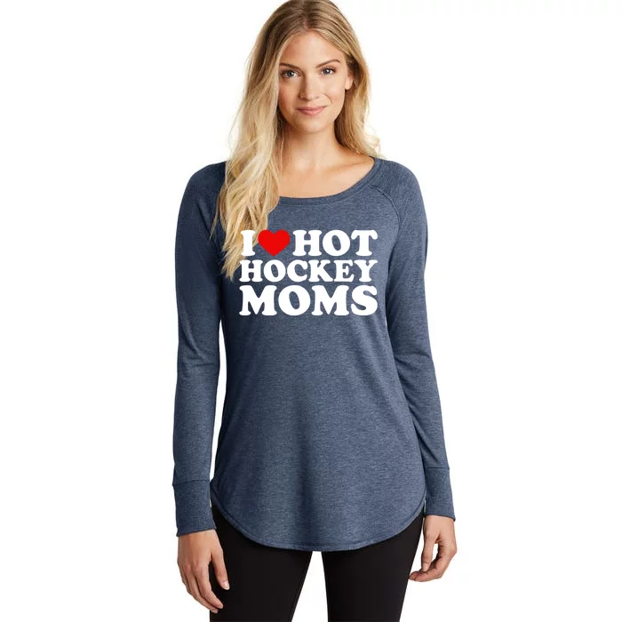 I Love Hot Hockey Moms Great Gift I Heart Hot Hockey Moms Gift Women's Perfect Tri Tunic Long Sleeve Shirt