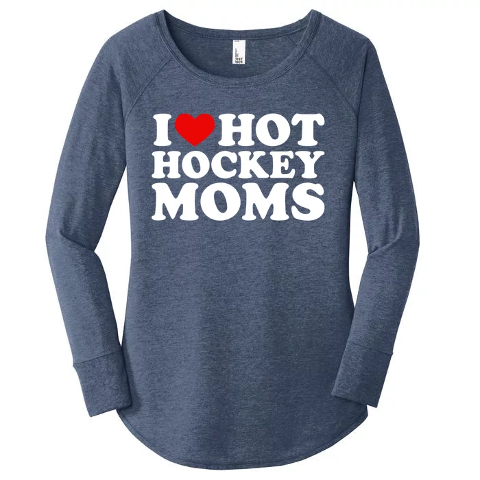 I Love Hot Hockey Moms Great Gift I Heart Hot Hockey Moms Gift Women's Perfect Tri Tunic Long Sleeve Shirt