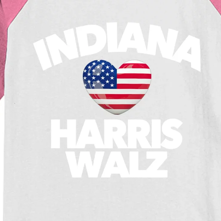 Indiana Loves Harris Walz America Vote Indianapolis Democrat Cute Gift Kids Colorblock Raglan Jersey