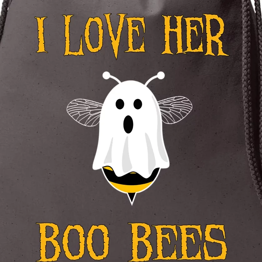 I Love Her Boo Bees Funny Couple Matching Halloween Drawstring Bag