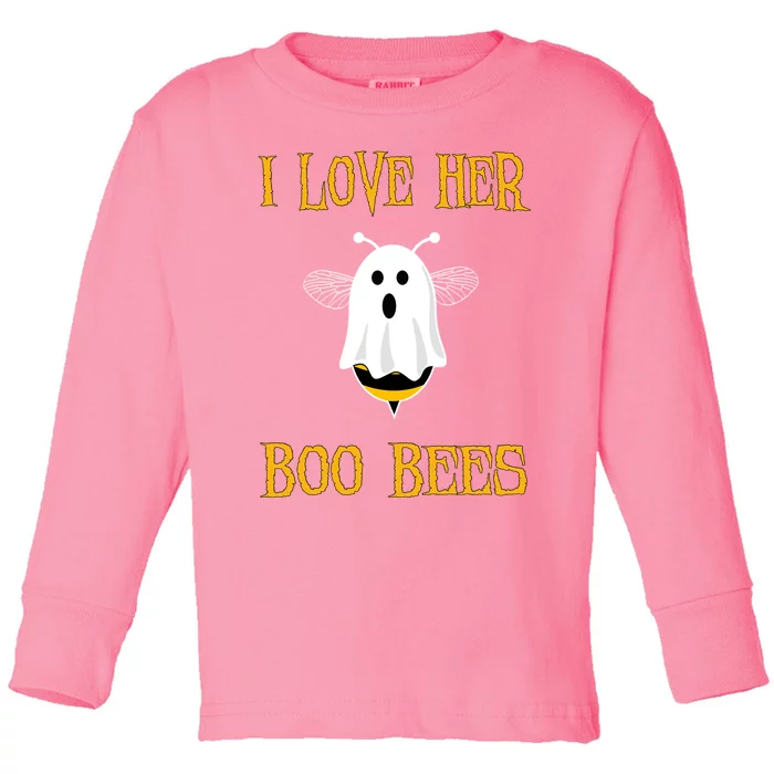 I Love Her Boo Bees Funny Couple Matching Halloween Toddler Long Sleeve Shirt