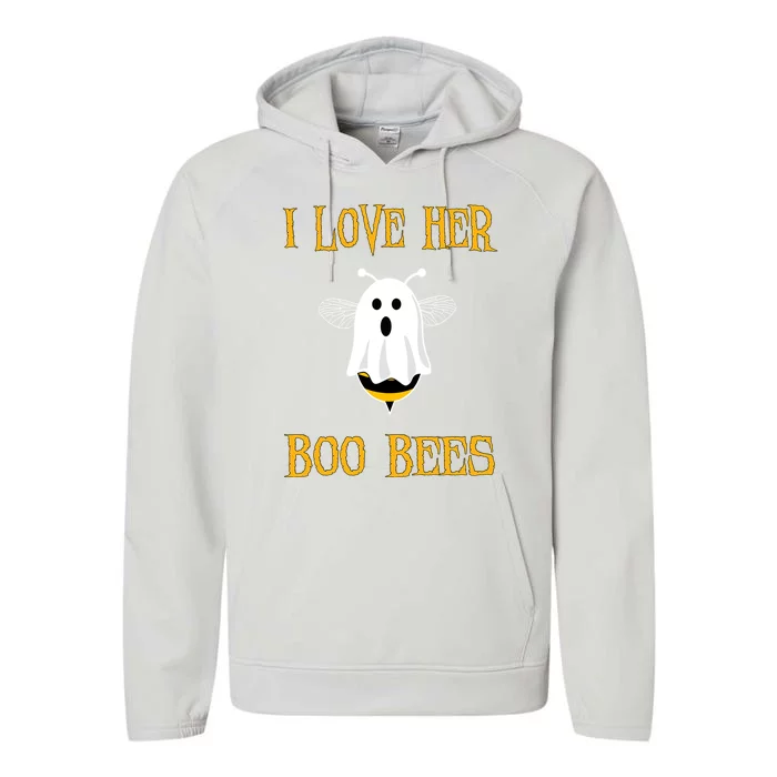 I Love Her Boo Bees Funny Couple Matching Halloween Performance Fleece Hoodie