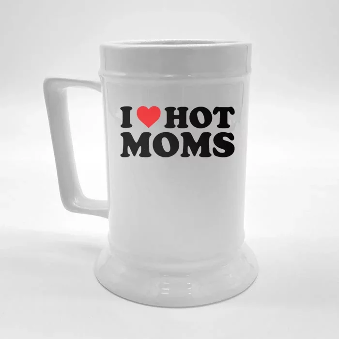 I Love Hot Moms Distressed Retro Vintage Design Front & Back Beer Stein