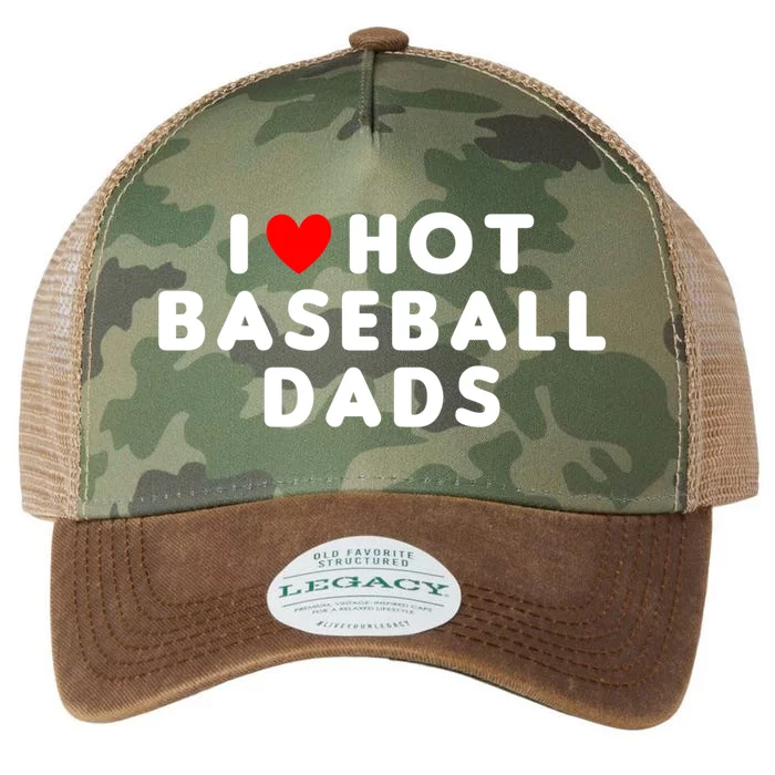 I Love Hot Baseball Dads Funny Red Heart Gift Legacy Tie Dye Trucker Hat