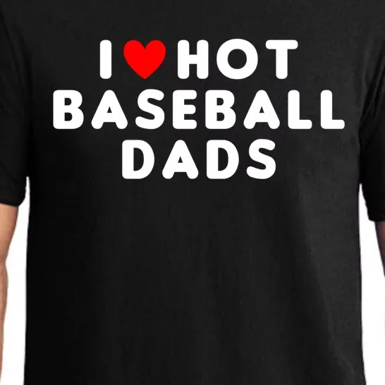 I Love Hot Baseball Dads Funny Red Heart Gift Pajama Set