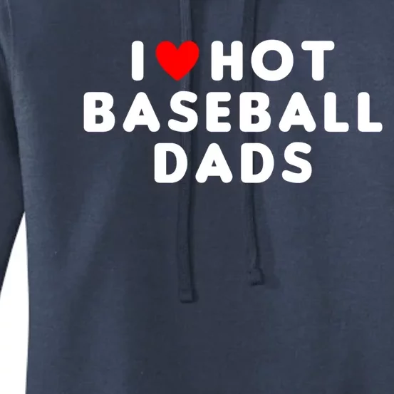 I Love Hot Baseball Dads Funny Red Heart Gift Women's Pullover Hoodie