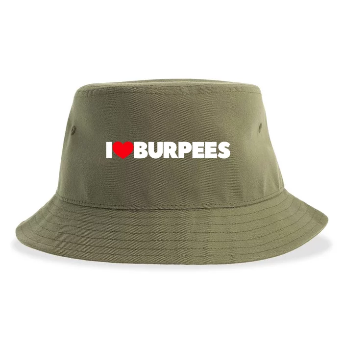 I Love (Heart) Burpees Gift Sustainable Bucket Hat