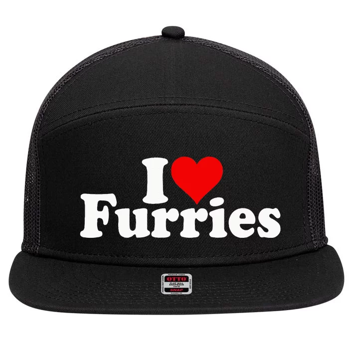 I Love Heart Furries Furry Fandom Cosplay Fursuit 7 Panel Mesh Trucker Snapback Hat