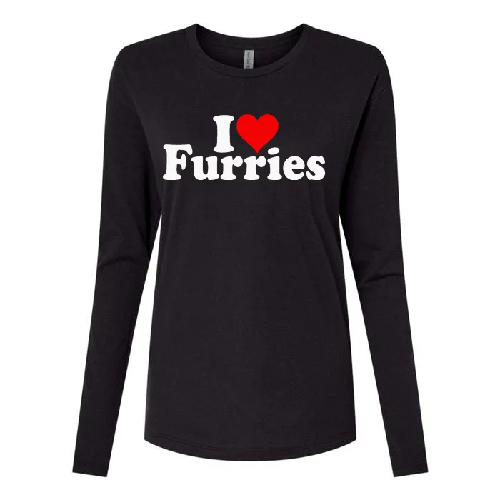 I Love Heart Furries Furry Fandom Cosplay Fursuit Womens Cotton Relaxed Long Sleeve T-Shirt