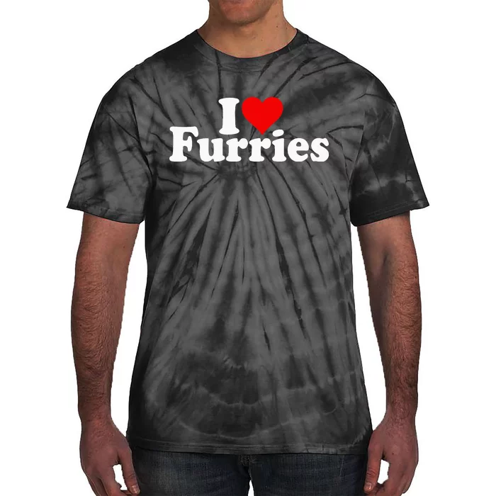 I Love Heart Furries Furry Fandom Cosplay Fursuit Tie-Dye T-Shirt