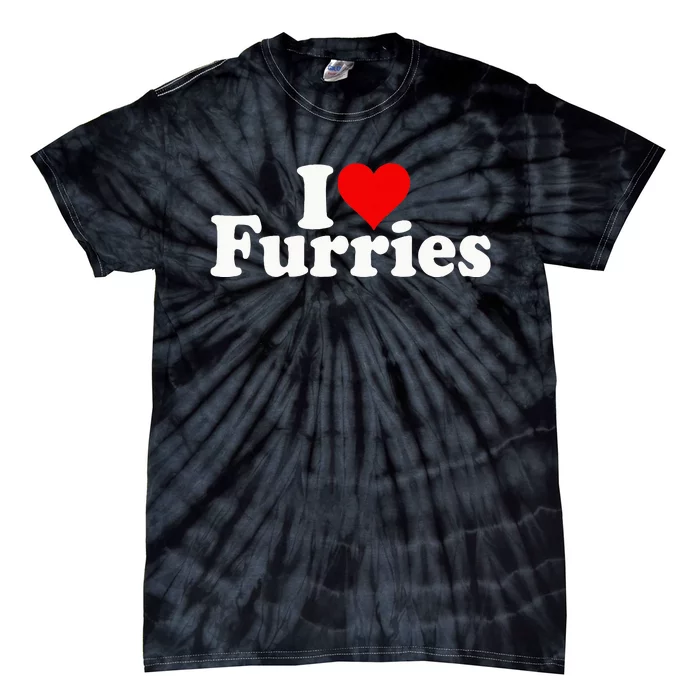 I Love Heart Furries Furry Fandom Cosplay Fursuit Tie-Dye T-Shirt