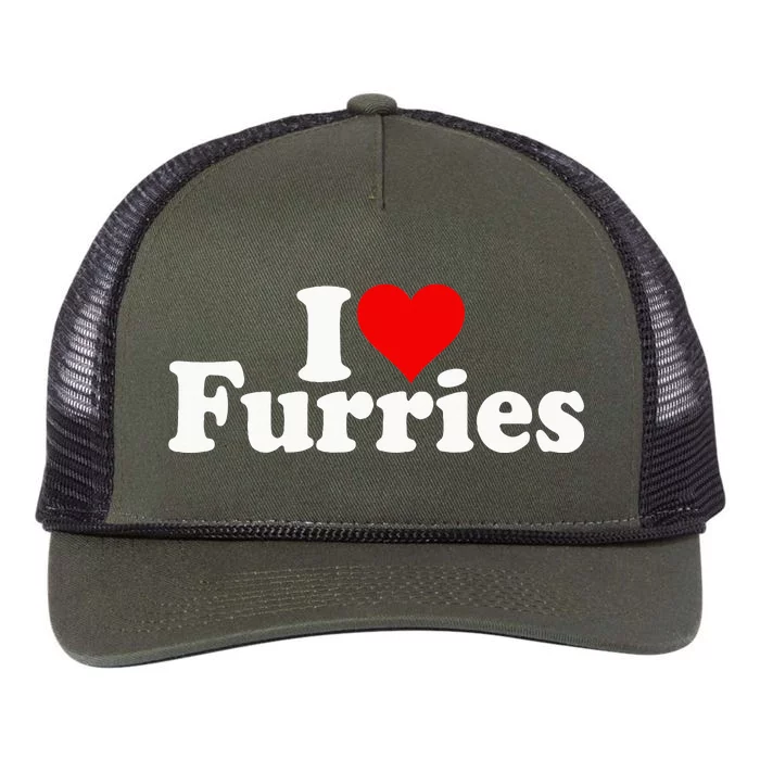 I Love Heart Furries Furry Fandom Cosplay Fursuit Retro Rope Trucker Hat Cap