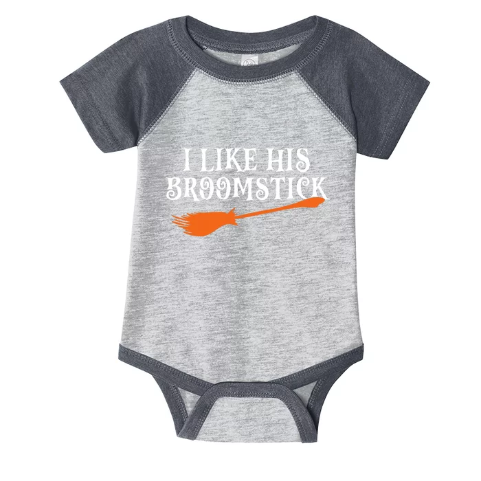 I Like His Broomstick Halloween Funny Couple Custome Infant Baby Jersey Bodysuit