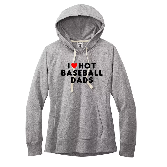 I Love Hot Baseball Dads Funny Red Heart Cute Gift Women's Fleece Hoodie