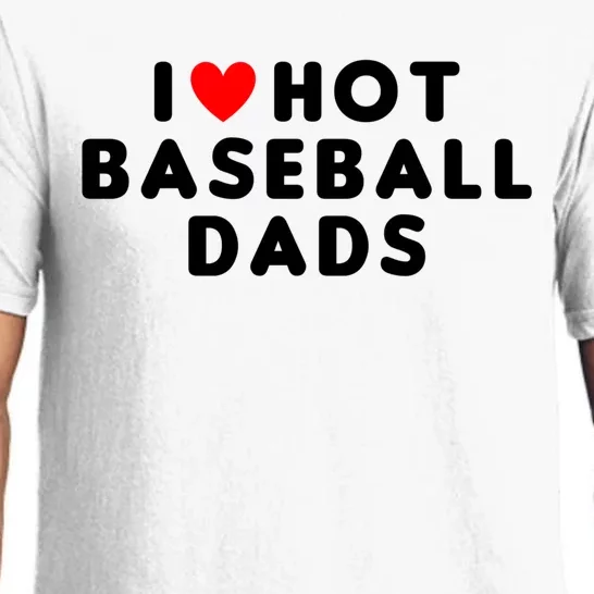 I Love Hot Baseball Dads Funny Red Heart Cute Gift Pajama Set