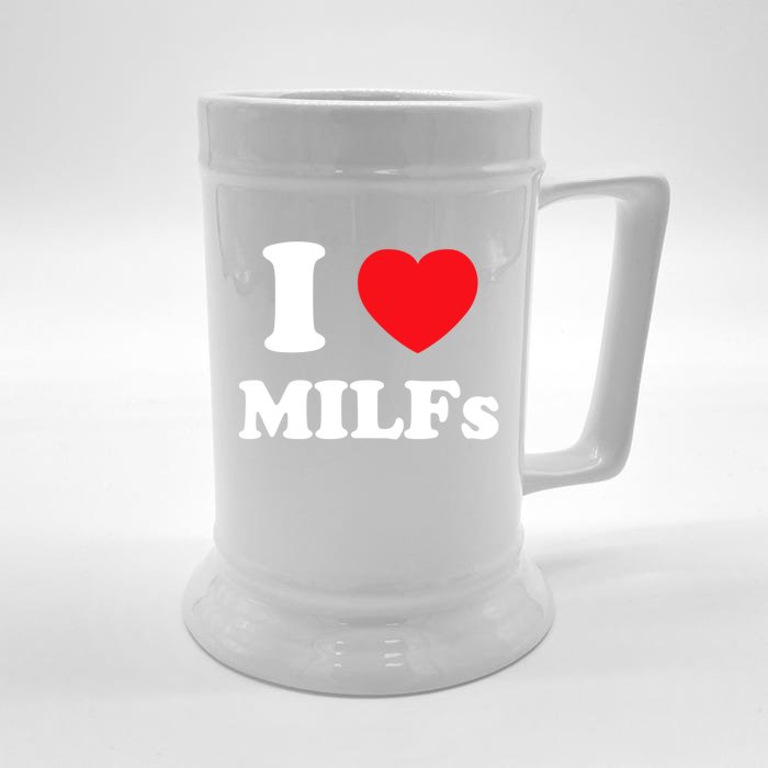 I Love Heart Milfs And Mature Sexy Women Front & Back Beer Stein