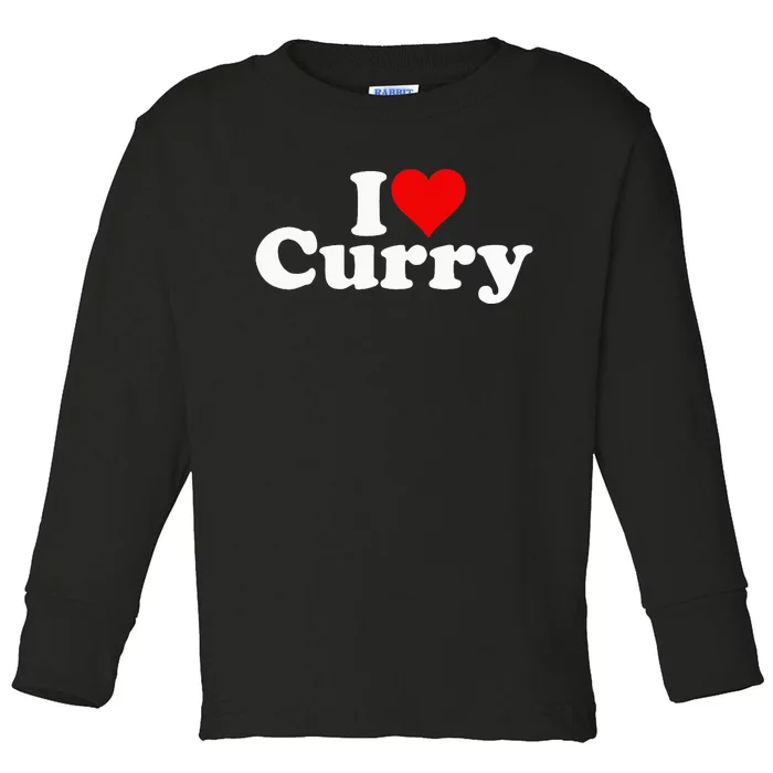 I Love Heart Curry Toddler Long Sleeve Shirt