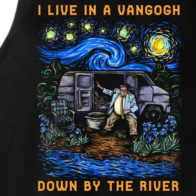 I Live In A Van Gogh Down By The River Ladies Tri-Blend Wicking Tank