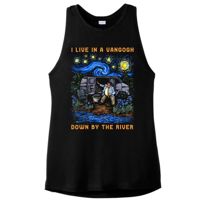 I Live In A Van Gogh Down By The River Ladies Tri-Blend Wicking Tank