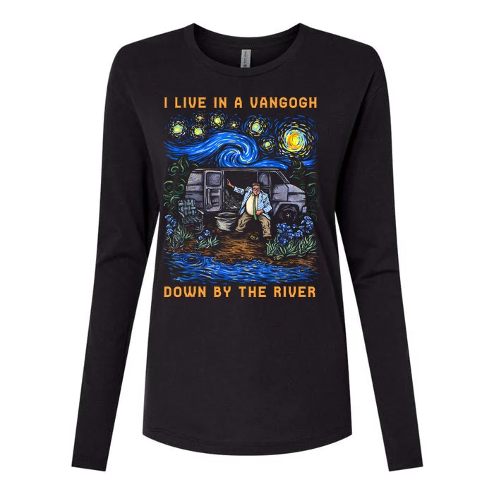 I Live In A Van Gogh Down By The River Womens Cotton Relaxed Long Sleeve T-Shirt