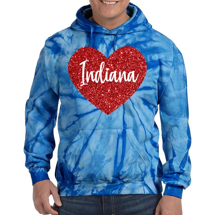 I Love Indiana Usa Red Heart Gift Tie Dye Hoodie