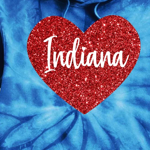 I Love Indiana Usa Red Heart Gift Tie Dye Hoodie