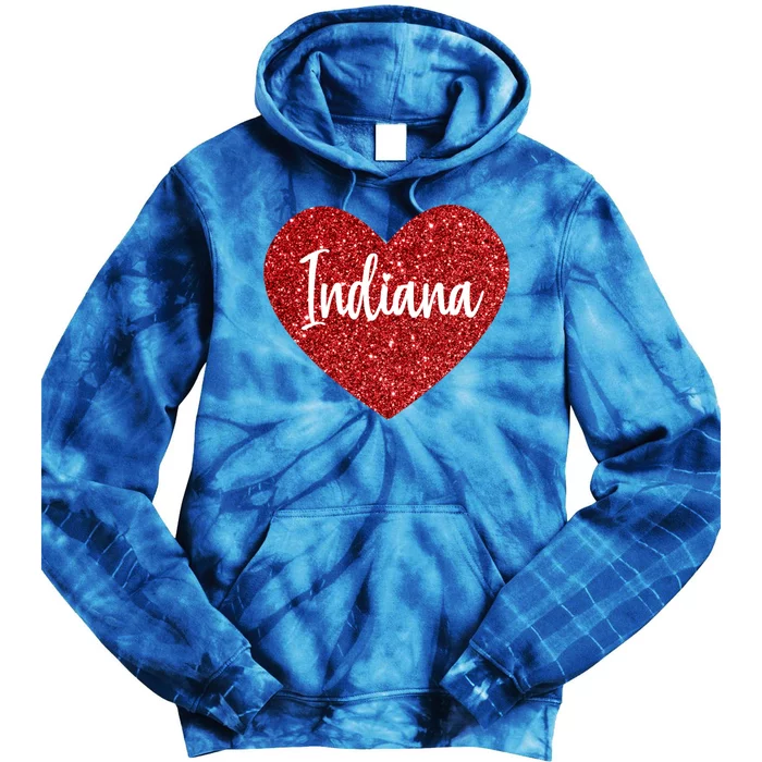 I Love Indiana Usa Red Heart Gift Tie Dye Hoodie