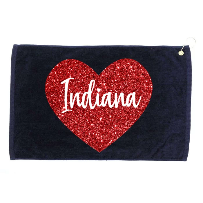 I Love Indiana Usa Red Heart Gift Grommeted Golf Towel