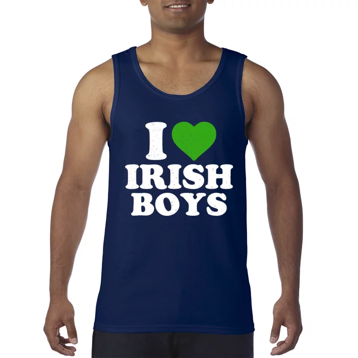 I Love Irish Boy Funny St Patrick's Day Heart Shamrock Tank Top