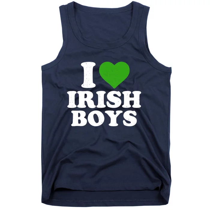 I Love Irish Boy Funny St Patrick's Day Heart Shamrock Tank Top