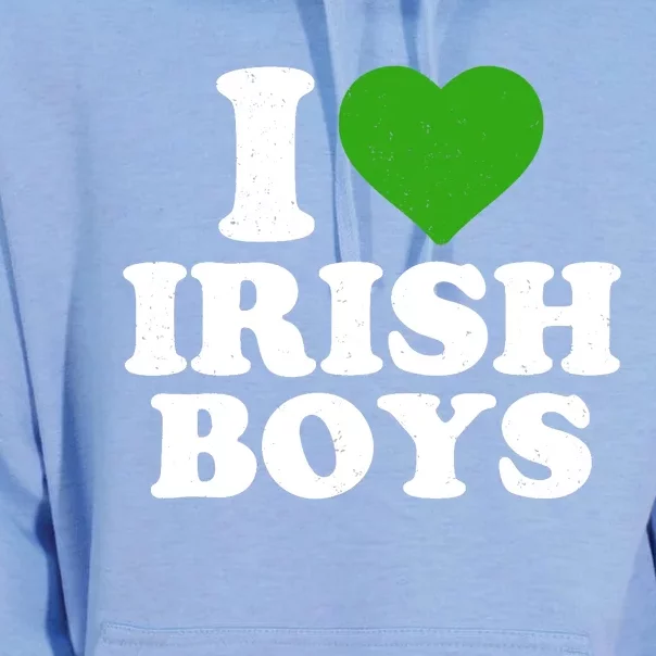 I Love Irish Boy Funny St Patrick's Day Heart Shamrock Unisex Surf Hoodie