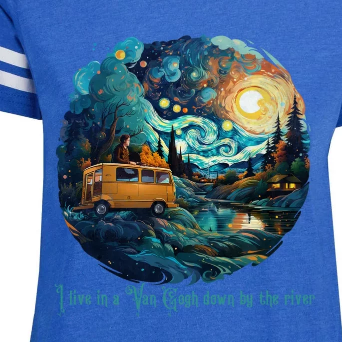 I Live In A Van Gogh Down By The River Enza Ladies Jersey Football T-Shirt