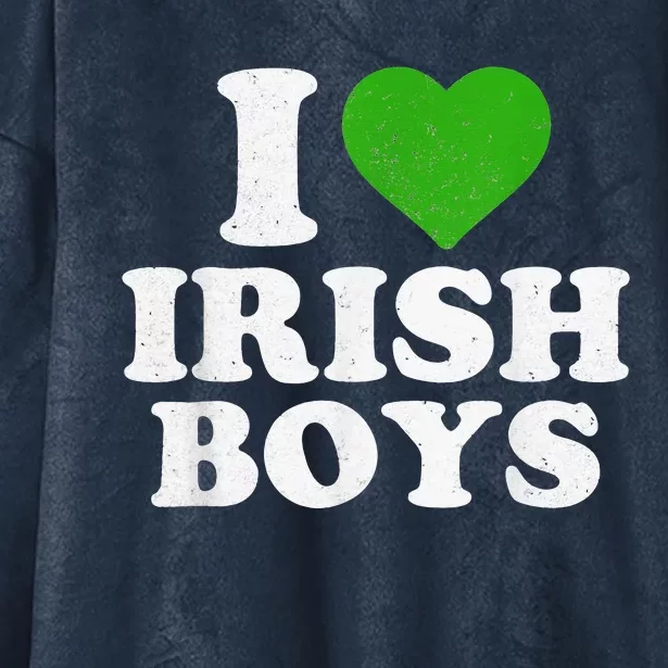 I Love Irish Funny St Patrick's Day Heart Shamrock Hooded Wearable Blanket