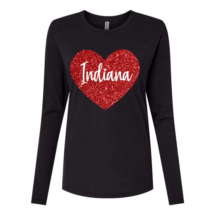 I Love Indiana Usa Red Heart Great Gift Womens Cotton Relaxed Long Sleeve T-Shirt