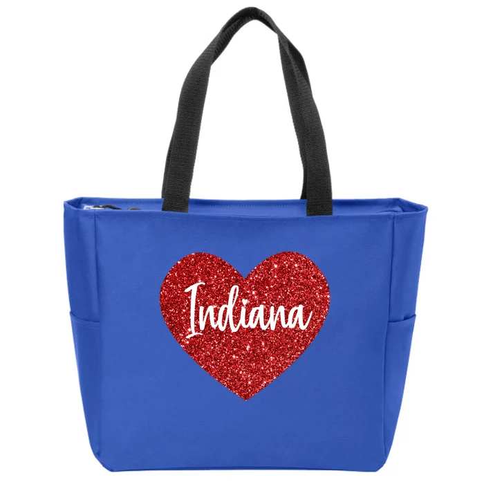 I Love Indiana Usa Red Heart Great Gift Zip Tote Bag