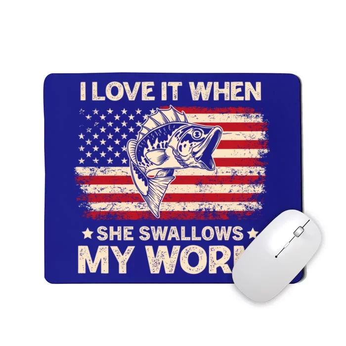 I Love It When She Swallows My Worm Vintage Usa Flag Funny Gift Mousepad