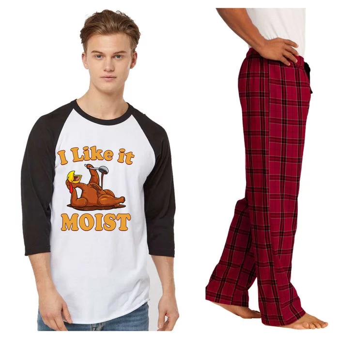 I Like It Moist Funny Thanksgiving Foods Family Group Set Gift Raglan Sleeve Pajama Set