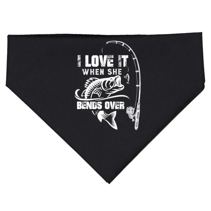 I Love It When She Bends Over Funny Fishing Quote USA-Made Doggie Bandana